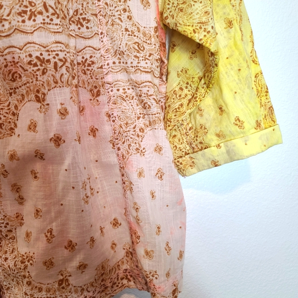 Anthropologie Pilcro Tavi Batik Boho Bandana Print Button Down Blouse Top - Picture 8 of 9